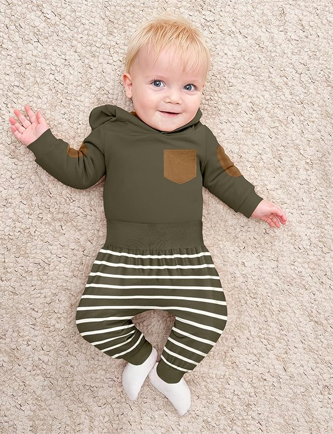 Fommy Newborn Baby Boy Clothes Plaid Letter Print Long Sleeve Hoodies + Long Pants 2PCS Fall Winter Outfits Set