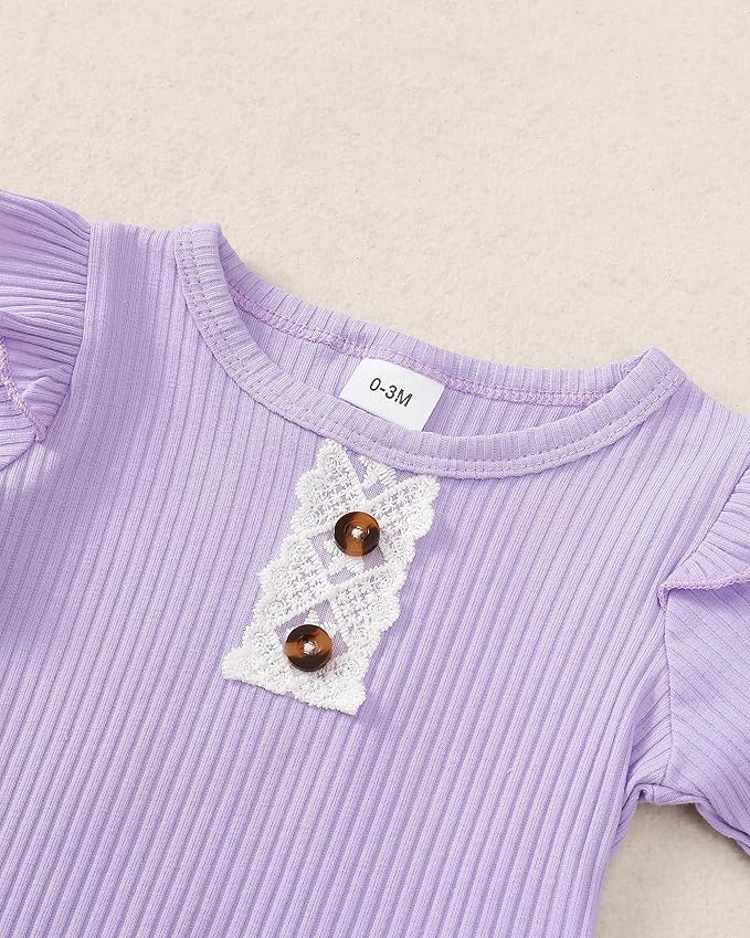 Renotemy Newborn Baby Girl Clothes Outfits Infant Romper Ruffle Floral Pants Cute Toddler Baby Girl Clothes Set