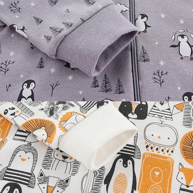 Newborn Baby 2-way Zipper Romper Cotton One-piece Jumsuit 3-pack, 0-24 Months