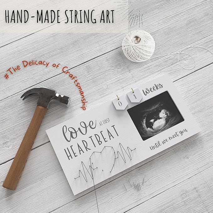 Baby Sonogram Picture Frame with Countdown Weeks - Standard 4"x3" Ultrasound Photo - Pregnancy Announcements Ideas - Gender Reveal Baby-Shower Gift - New Mom Expecting Parents to Be Keepsake Gifts