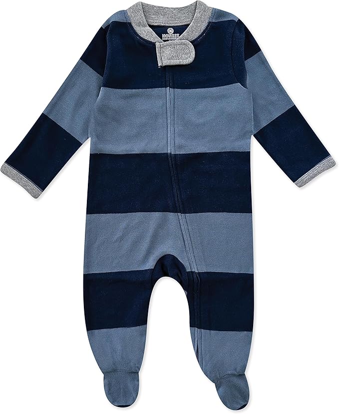 HonestBaby Sleep & Play Footed One-piece Pajama Sleeper 100% Organic Cotton, Baby Boys