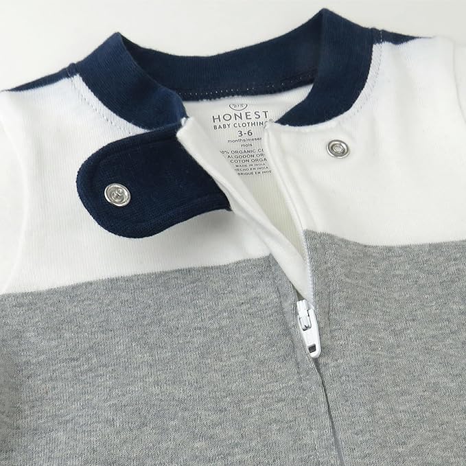 HonestBaby Sleep & Play Footed One-piece Pajama Sleeper 100% Organic Cotton, Baby Boys