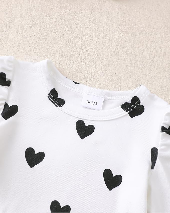 Renotemy Preemie Newborn Baby Girl Clothes Infant Romper Fall Winter Outfits Gifts for Girls Cute Bell Bottoms Pant Sets