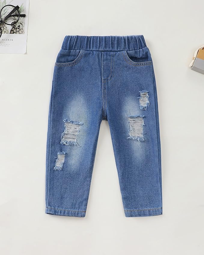 NZRVAWS Baby Boy Clothes Toddler Boy Outfit 2 3 4T 6 12 18 24 Month Fall Winter Hoodie Ripped Jeans Clothing