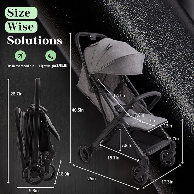 COOL KIDS Baby Stroller， Umbrella Stroller with Automatic Fold,Baby Strollers with Pop Out Sun Canopy,Baby Airplane Travel Essentials(Gray)