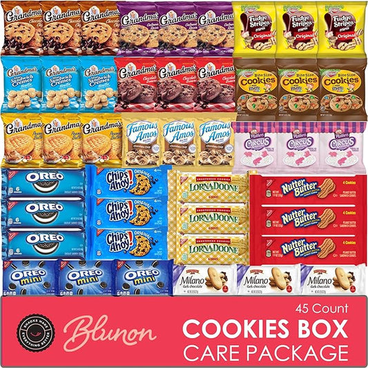 Cookies Individually Wrapped Variety Pack - Cookies Bulk Assortment Care Package Sampler Gift Box (45 Count)