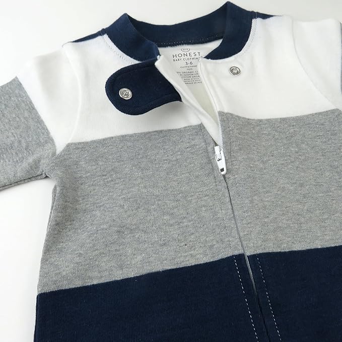 HonestBaby Baby Sleep N' Play One-Piece Zip-Front Footed Organic Cotton Pajama Sleeper