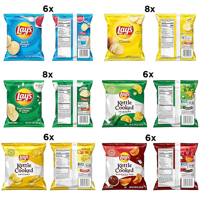 Lay's Potato Chips, Regular & Kettle Variety Pack, (Pack of 40)