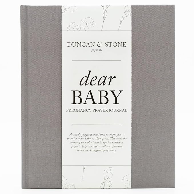 Pregnancy Prayer Journal - Christian Pregnancy Journal For Milestones - Linen-Bound Baby Book Keepsake - Gifts For Expecting Moms (Grey, 110 Pages)