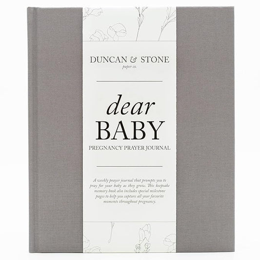 Pregnancy Prayer Journal - Christian Pregnancy Journal For Milestones - Linen-Bound Baby Book Keepsake - Gifts For Expecting Moms (Grey, 110 Pages)