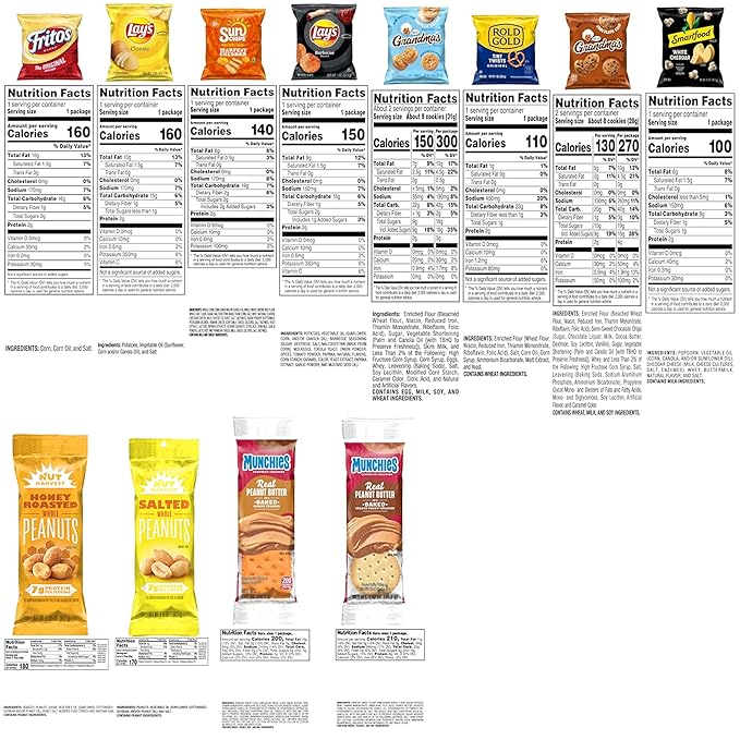 Frito Lay Sweet & Salty Snacks, Variety Mix of Cookies, Crackers, Chips & Nuts, (Pack of 50)