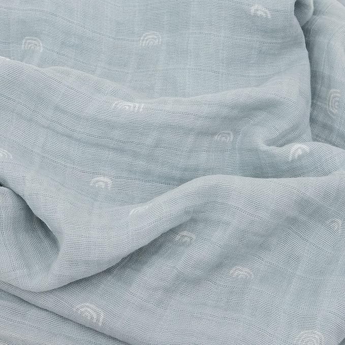 Little Unicorn Premium Cotton Swaddle Baby Blanket | Breathable Fabric | for swaddling, Play, Nursing & More (Blue Rainbow)