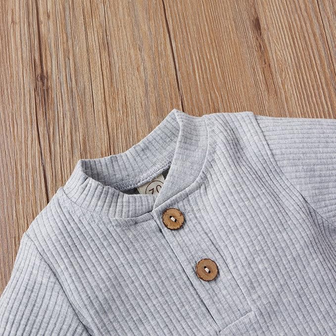 CIYCUIT Newborn Baby Boy Clothes Ribbed Knit Long Sleeve Bodysuit Pants 2-Piece Fall Winter Outfits