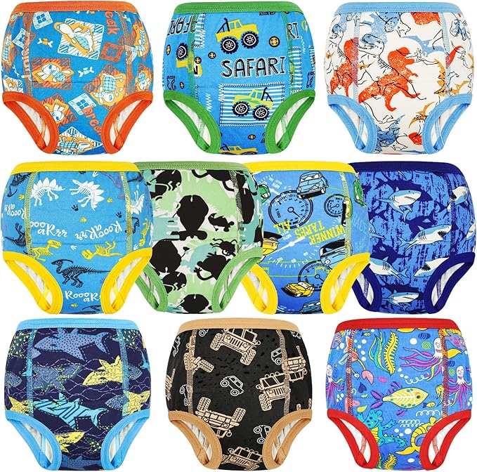 MooMoo Baby Training Underwear 10 Packs Absorbent Potty Training Pants for Boys and Girls Cotton Pee Pants 2T-9T