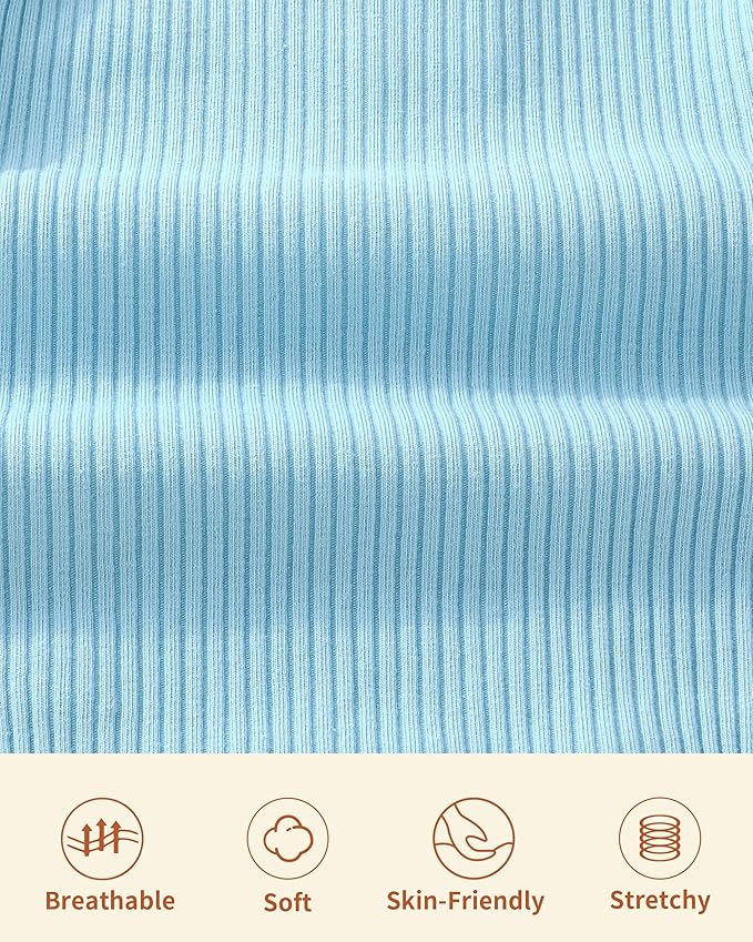 Newborn Baby Boy Girl Clothes Ribbed Knit Cotton Long Sleeve Romper Long Pant Preemie Solid Color Unisex Outfits