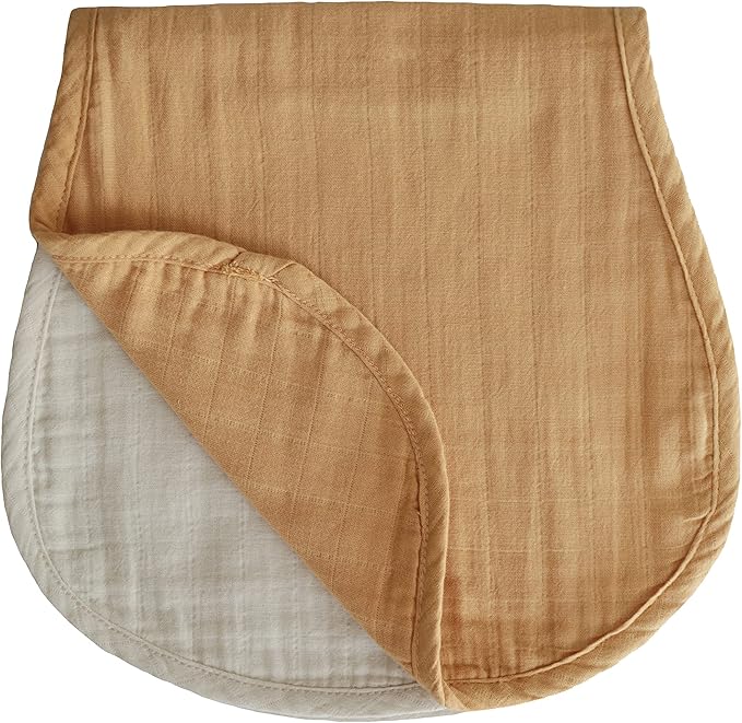 mushie Muslin Baby Burp Cloths | 100% Organic Cotton, Set of 2 (Fall Yellow/Fog)