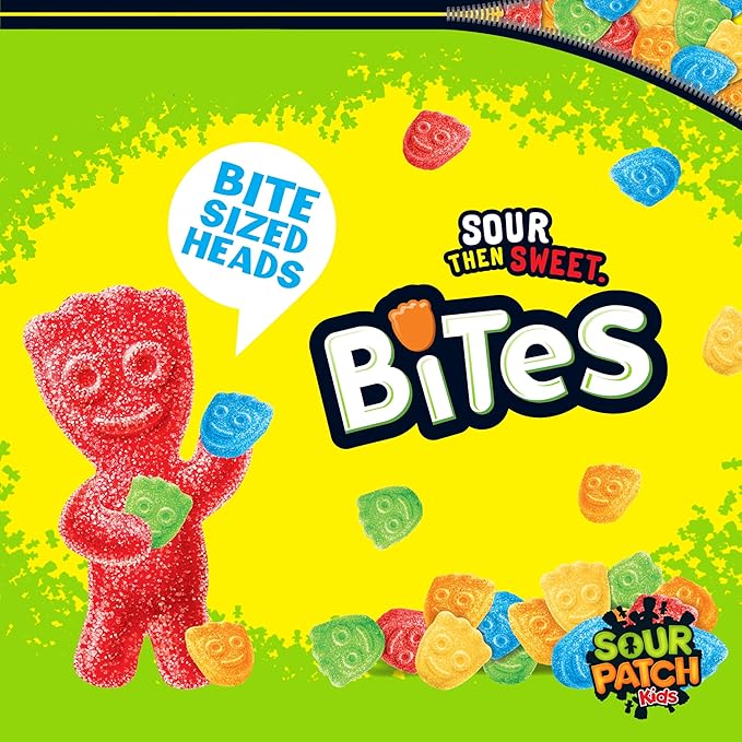 SOUR PATCH KIDS Bites Soft & Chewy Candy, 12-1.8 oz Tubes