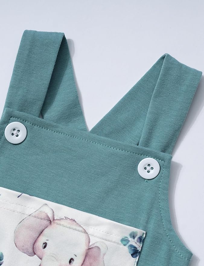 Baby Boy Clothes Long Sleeve Animal Plaid Romper + Overalls Infant Boy Clothes 2PCS Fall Winter Outfits