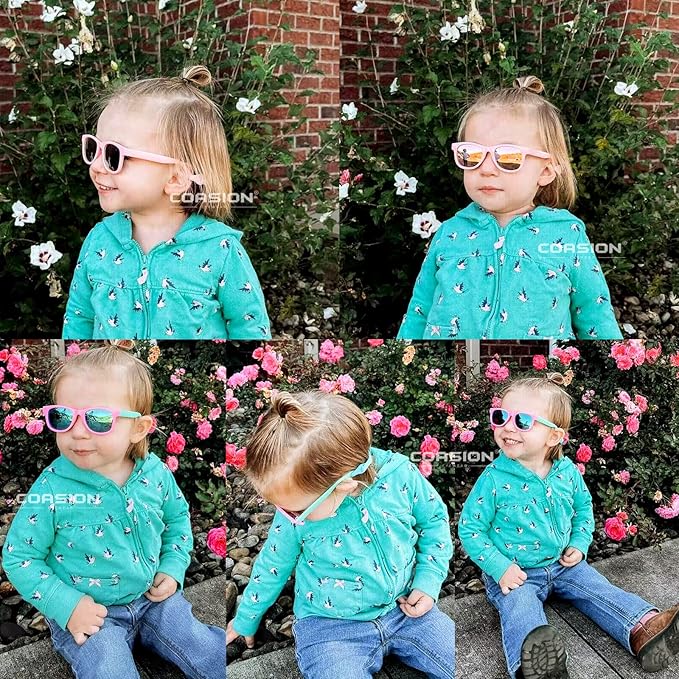 COASION Bendable Flexible Polarized Newborn Baby Sunglasses with Strap for Infant Boys Girls Age 0-12 Months CA8042