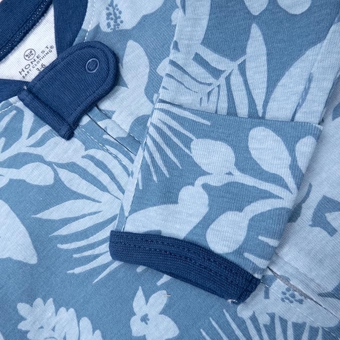 HonestBaby Sleep & Play Footed One-piece Pajama Sleeper 100% Organic Cotton, Baby Boys