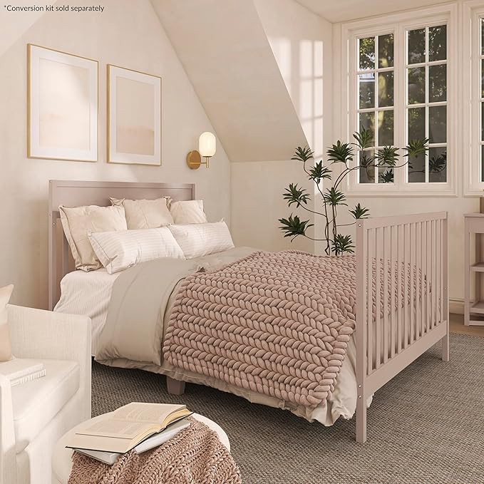 Dream On Me Owen 5-in-1 Convertible Full-Size Baby Crib in Seagrass, GreenGuard Gold & JPMA, Converts to Toddler, Day, & Full-Size Bed, Non-Toxic Paint, Safe Sleep Environment