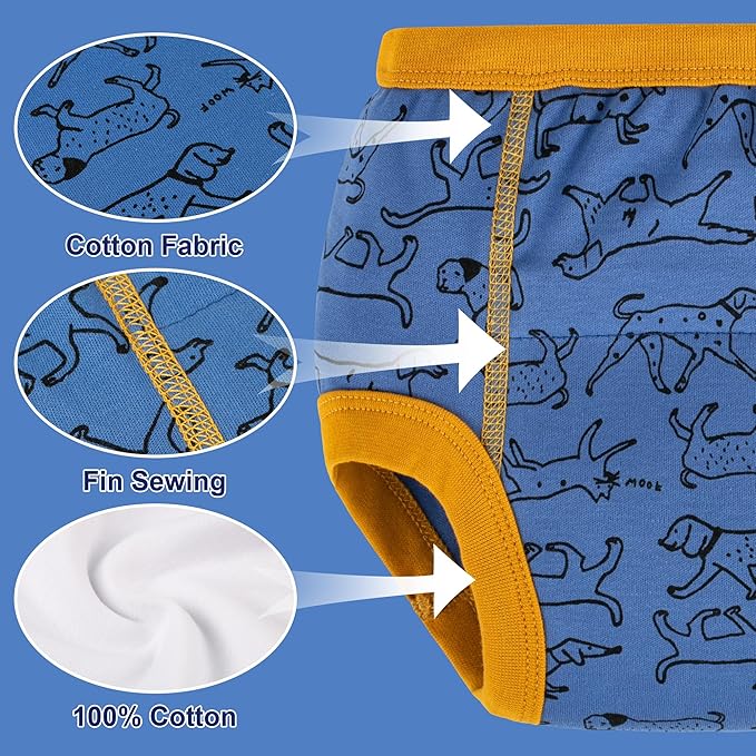 BIG ELEPHANT 10-Pack Baby Potty Training Underwear, Soft 100% Cotton Absorbent Training Pants for Boys & Girls, Ages 12M-10Y