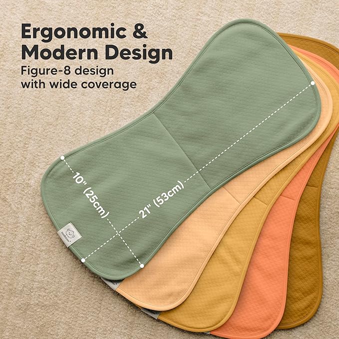 KeaBabies 5-Pack Organic Burp Cloths Baby Girl, Boy - Extra Large, Absorbent Baby Burp Cloths, Soft Burping Cloths for Babies, Newborn Burp Clothes, Cotton Burp Rags, Thick Burp Cloth (Phase/Quin)