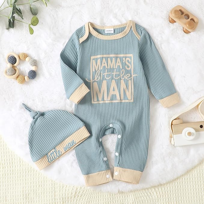 NZRVAWS Baby Boy Clothes Preemie Infant Boy Bear Outfits Jumpsuit Bodysuit Letter Print Romper