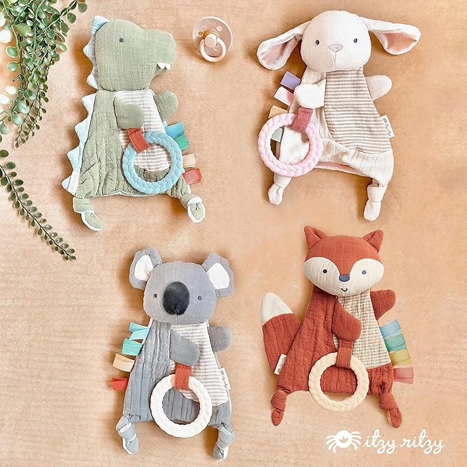 Itzy Ritzy - Bitzy Crinkle Sensory Toy Koala with Crinkle Sound for Babies & Toddlers - Features Soft Braided Teething Ring & Textured Ribbons, Designed for Ages 0 Months and Up, Koala