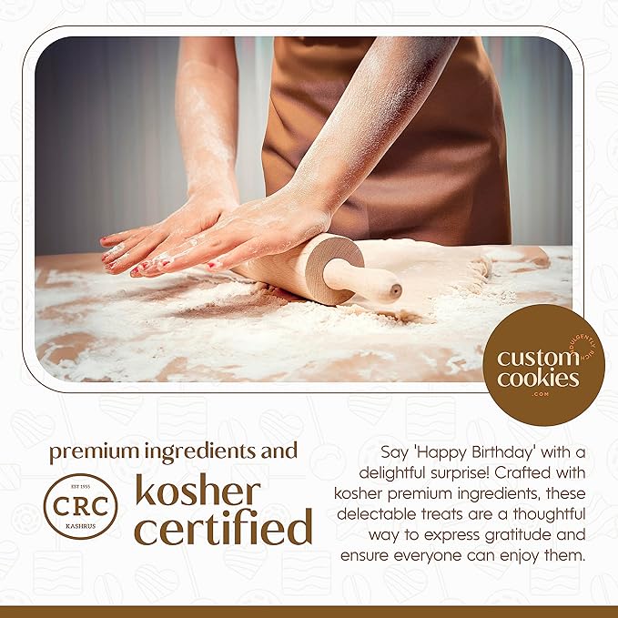 Happy Birthday Gift Basket Custom Sugar Cookies - Happy Birthday Cookies in Gift Box, delivery by Prime - Hand Decorated Kosher Treats for Men, Him, Husband - Bakery & Dessert Gifts as a Birthday Cake