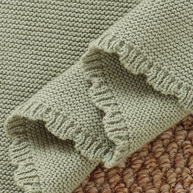 LAWKUL Bunny Lovey Baby Blanket Soft Cuddly Security Blanket Knit Snuggle Comfort for Newborns Toddler Boy Girl Green 16x16in