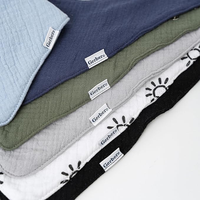 Gerber Unisex Baby Muslin Bandana Bibs