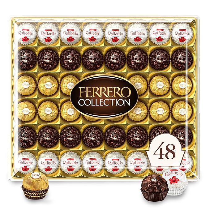 Ferrero Collection, 48 Count, Premium Gourmet Assorted Hazelnut Milk Chocolate, Dark Chocolate and Coconut, 18.2 oz