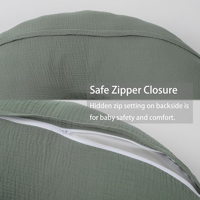 Onacosht Muslin Nursing Pillow Cover 2 Pack 100% Cotton Ultra Soft Breastfeeding Pillow Covers for Baby Boy and Girl, Cactus and Green