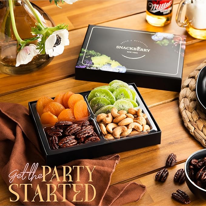 Holiday Christmas Variety Dried Fuit and Nuts Gift Basket, Nut Platter, Thanksgiving Gift Basket, Gift Box for Birthday. Anniversary, Get Well Gift, Gift for Him, Her and Family, Snackberry (1 Pack)