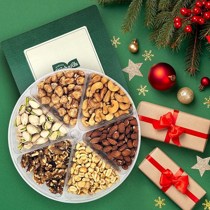 Nuts gift Basket Platter With a Variety of Freshly Roasted Nuts - Beautifully Packaged Gift for Birthday, Sympathy Easter. (6 Sectional Ultimate)