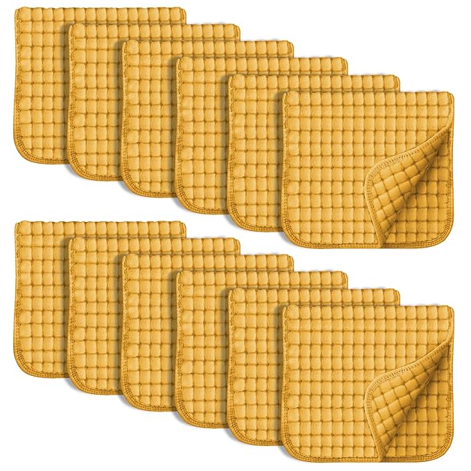 SWEET DOLPHIN 12 Pack Muslin Burp Cloths Large 100% Cotton Hand Washcloths for Baby - Baby Essentials Extra Absorbent and Soft Boys & Girls Milk Spit Up Rags for Newborn Registry - Honey, 20" X10"