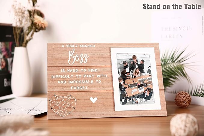 A Truly Amazing Boss Is Hard to Find-Boss Appreciation Sign Gifts-Birthday Christmas Thanksgiving New Year Promotion Leaving Farewell Retirement Gifts for Leader-Photo Picture Frame Presents