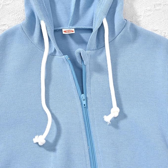 Unutiylo Unisex Baby Boys Girls Long Sleeve Infant Baby Zipper Hooded Jumpsuits Romper Loose Outfit Clothes