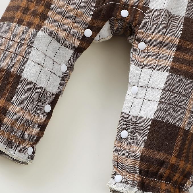 Newborn Infant Baby Girl Clothes Fall Winter Plaid Long Sleeve Jumpsuit One Piece Romper Bodysuit Baby Overalls Outfits