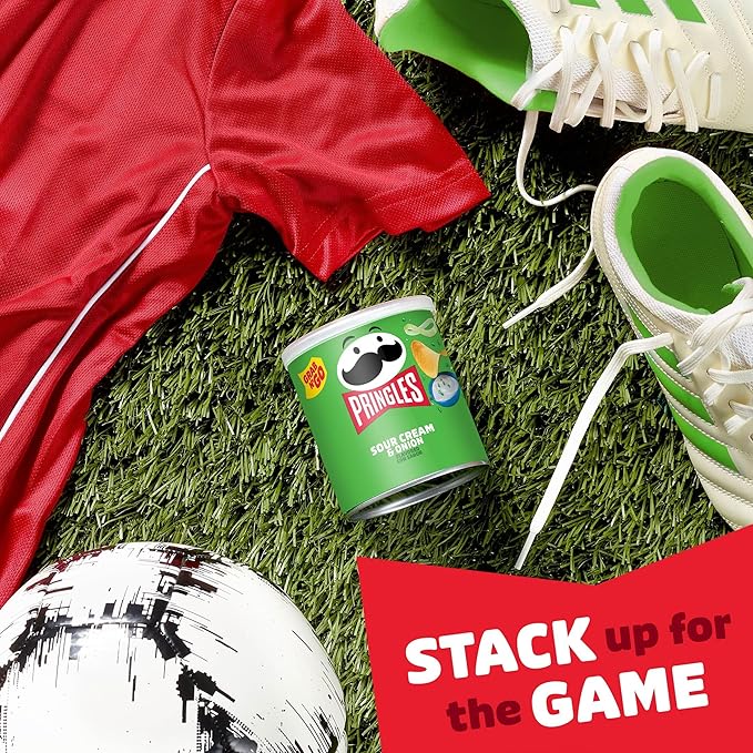 Pringles Potato Crisps Chips, Lunch Snacks, Office and Kids Snacks, Grab N' Go, Sour Cream and Onion (12 Cans)