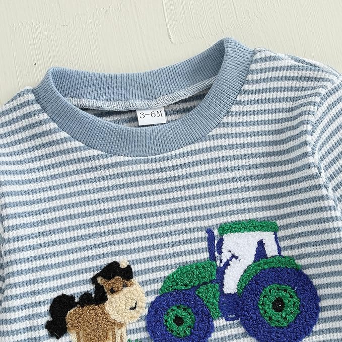 CIYCUIT Toddler Baby Boy Outfits Striped Sweatshirt Pants Clothes Set