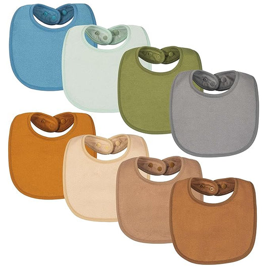 Tiny Twinkle 8 Pack Baby Food Bibs for Eating - Waterproof & Absorbent 6-12 Months Infant Bibs, OEKO-TEX Certified Drooling Bibs for Baby Led Weaning(Boy Set 8-Pack)