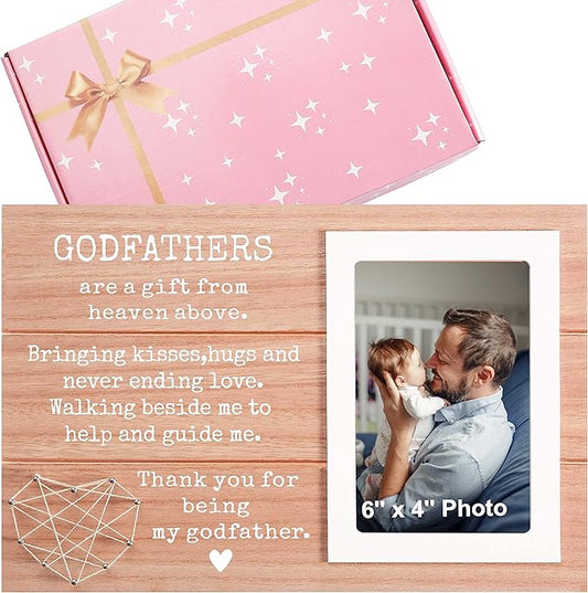 Godfather Photo Frame Keepsake From Godchild-Baptism Gift for Godfather-Father's Day Birthday Christmas Gift for Godparents-Thank You for Being My Godfather-Picture Frame