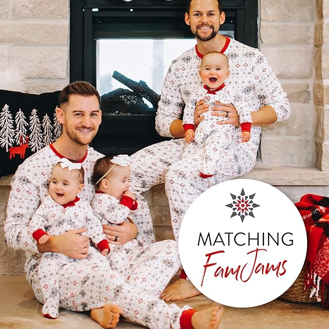 HonestBaby Non-Slip Footed Holiday Pajamas One-Piece Sleeper Zip-Front PJs Organic Cotton for Baby Boys, Girls, Unisex