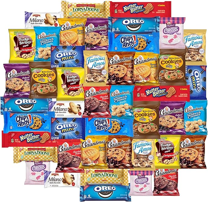 Cookies Individually Wrapped Variety Pack - Cookies Bulk Assortment Care Package Sampler Gift Box (45 Count)
