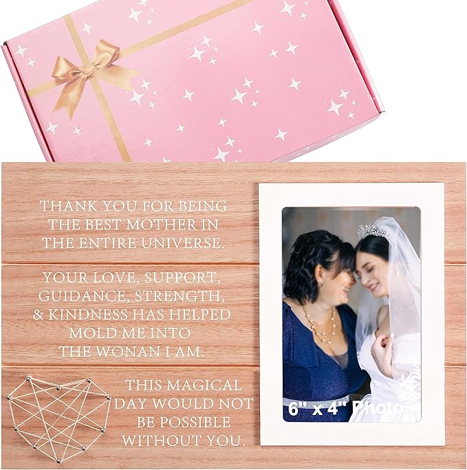 Photo Frame Gifts for Mother of the Bride-Thank You for Being the Best Mother in the Entire Universe-Thank You Gift for Mom-Wedding Present for Mom-Bridal Shower Present-Wooden Picture Frame