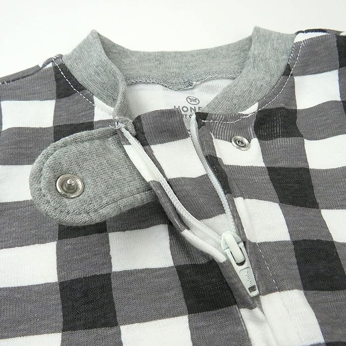 HonestBaby Non-Slip Footed Holiday Pajamas One-Piece Sleeper Zip-Front PJs Organic Cotton for Baby Boys, Girls, Unisex