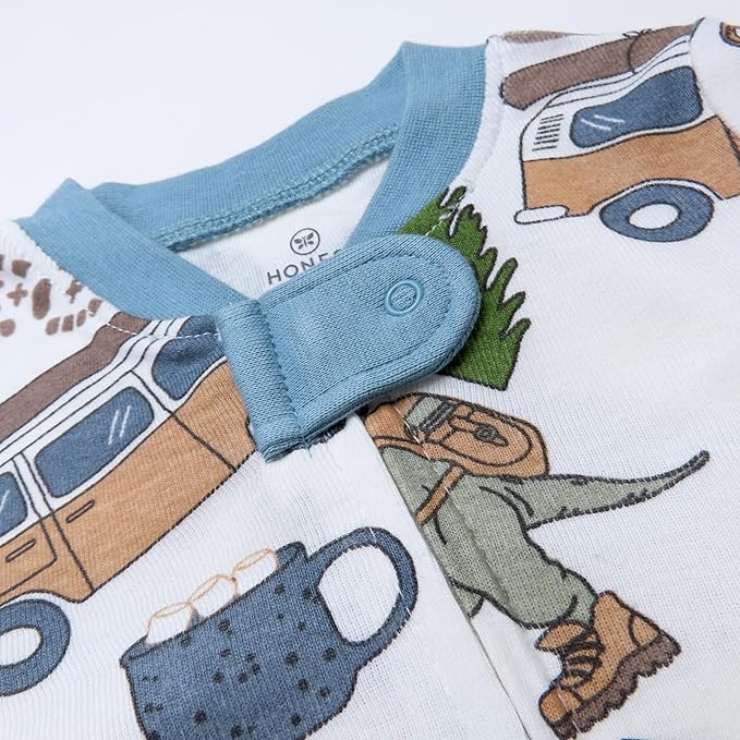 HonestBaby Sleep & Play Footed One-piece Pajama Sleeper 100% Organic Cotton, Baby Boys