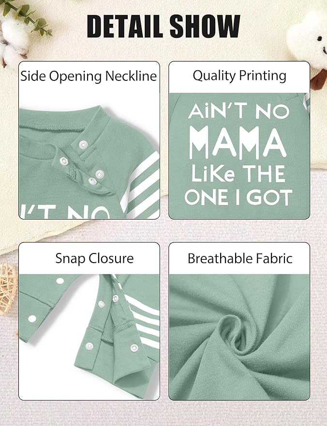 Baby Boy Clothes Infant Mamas Print Romper Stripe Sleeve Outfits Fall Winter Baby Clothing Jumpsuit